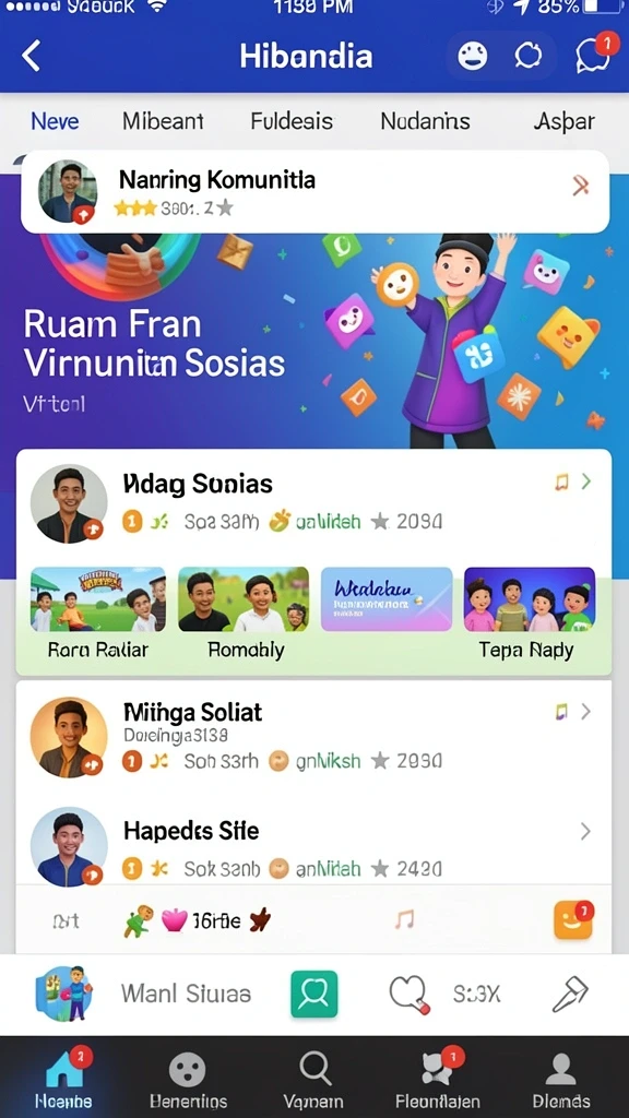 Fitur komunitas yang memungkinkan interaksi antar pemain.