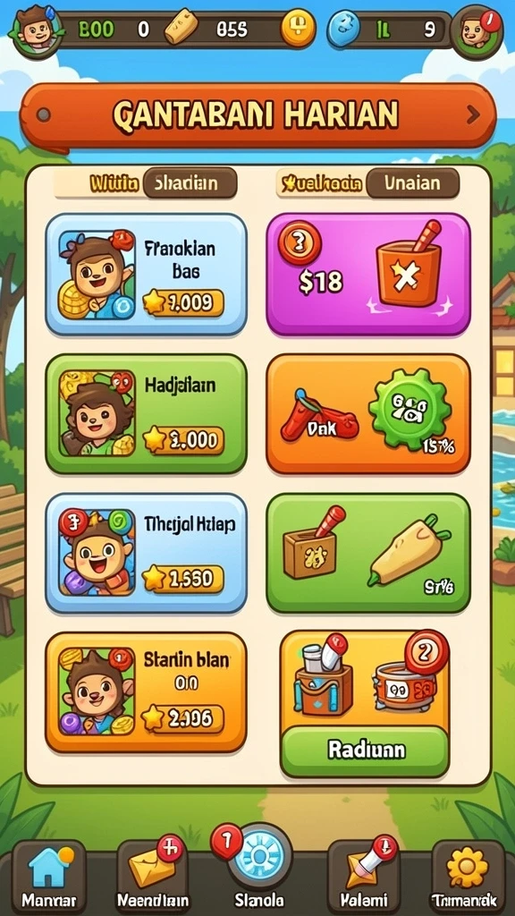 Tangkapan layar dengan karakter utama dalam aksi penuh.